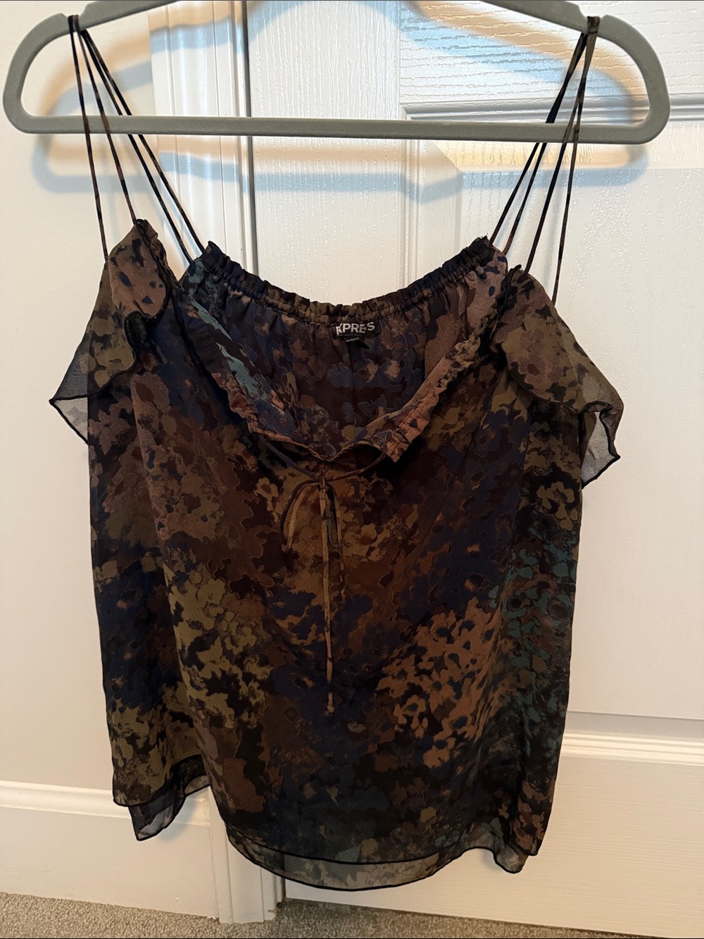 Express Brown & Black Sheer Camouflage Spaghetti Strap Cami